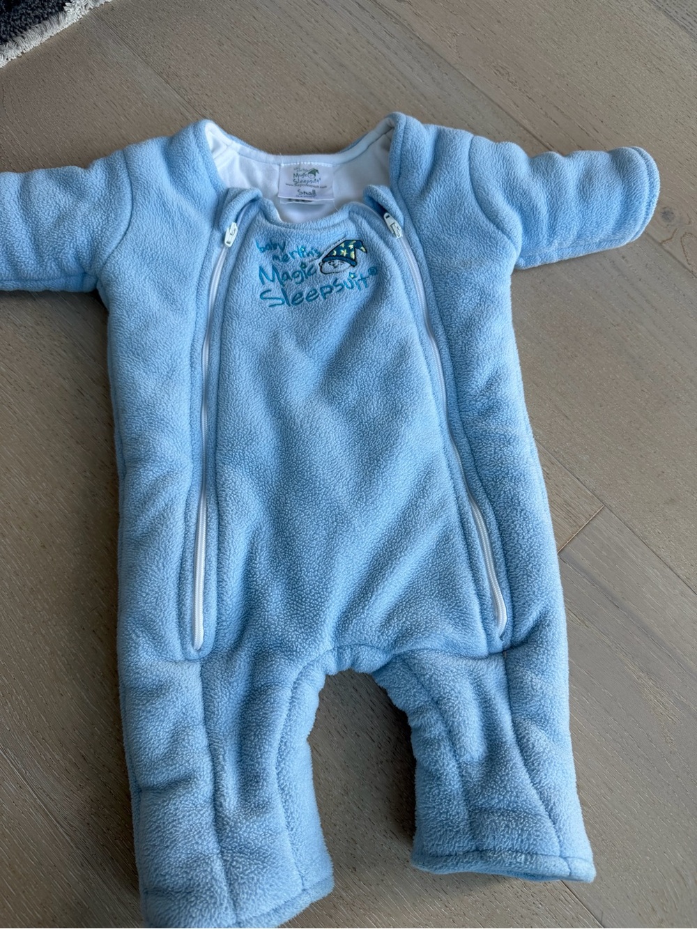 Soft Blue Fleece Baby Sleepsuit with Double Zips